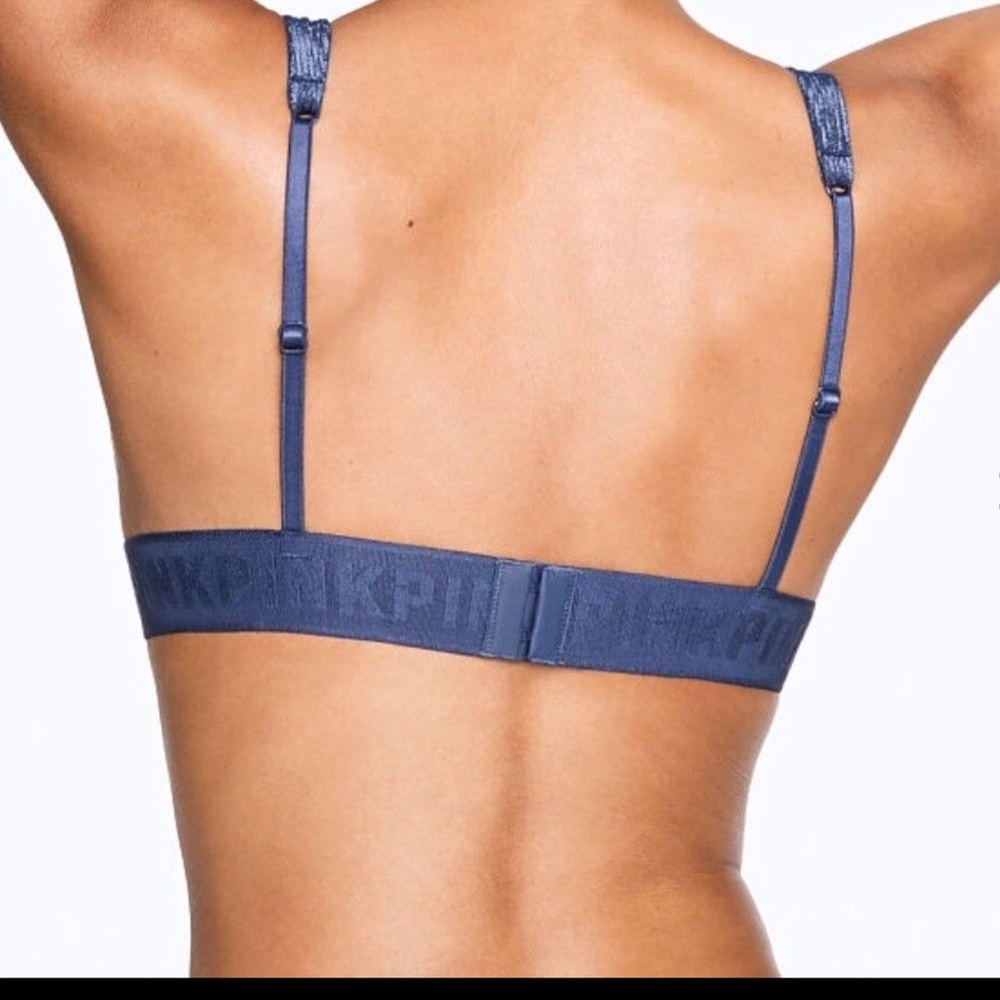 PINK velvet ribbed triangle bralette - Picture 4 of 4